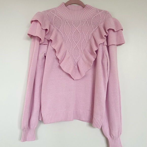 Eloquii Sweater Pink Ruffles - Picture 4 of 12